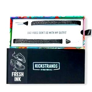 NWT NIB GLITTER KICKSTRANDS by Wear Your Sole - FRESH INK Shoelaces Gift Black